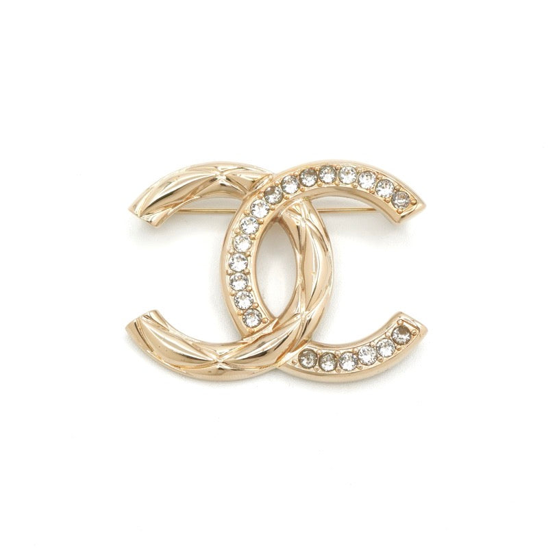 シャネル CHANEL ブローチ コサージュ ゴールド ココマーク ラインストーン