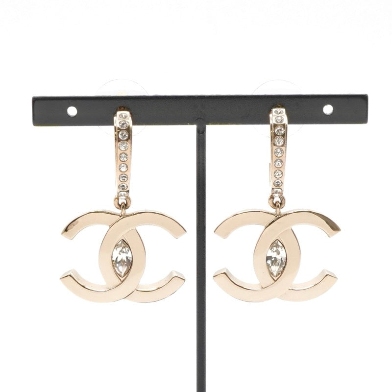 シャネル CHANEL ピアス イヤリング ゴールド ココマーク ラインストーン ハーフフープ