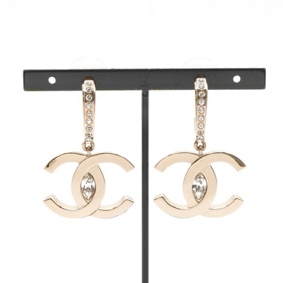 シャネル CHANEL ピアス イヤリング ゴールド ココマーク ラインストーン ハーフフープ