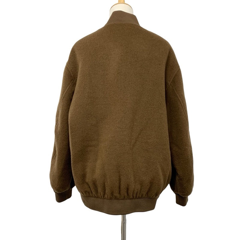 ミュウミュウ MIUMIU アウター バージンウール ダブルベロア ブルゾンジャケット ロゴ ブラウン