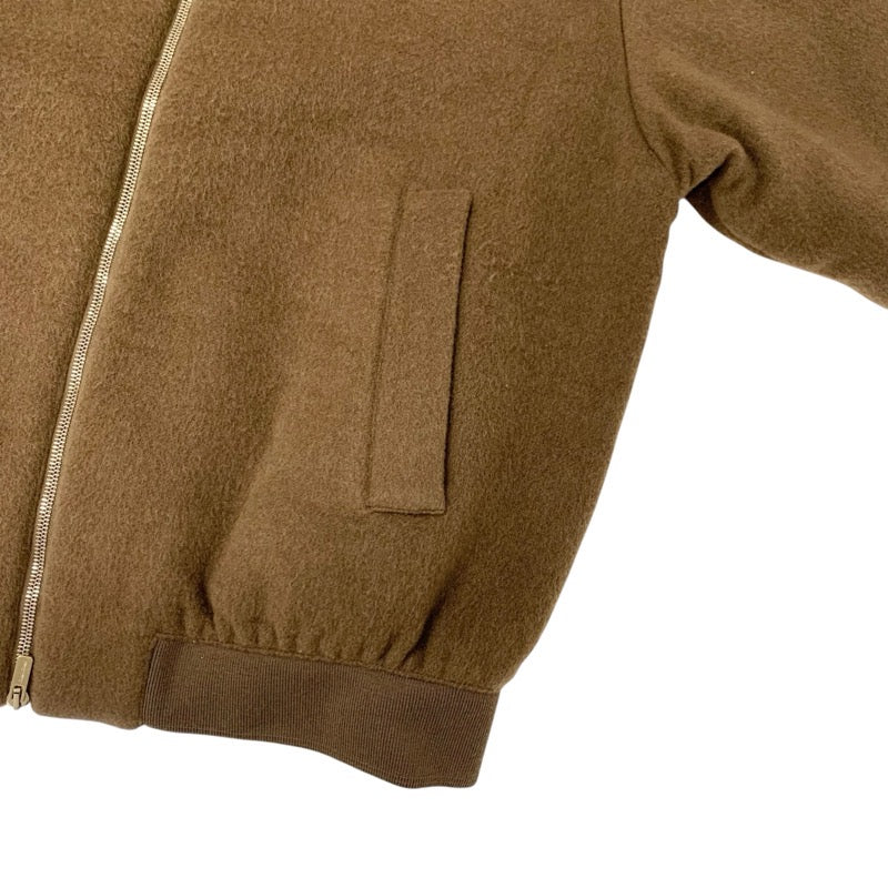 ミュウミュウ MIUMIU アウター バージンウール ダブルベロア ブルゾンジャケット ロゴ ブラウン