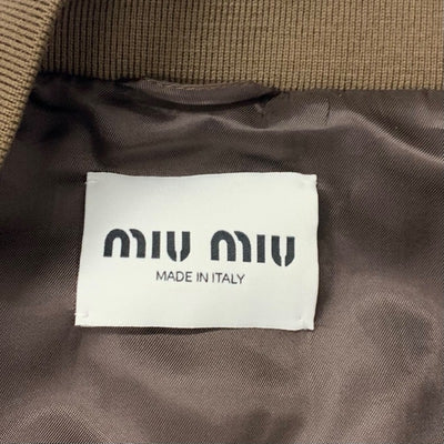 ミュウミュウ MIUMIU アウター バージンウール ダブルベロア ブルゾンジャケット ロゴ ブラウン