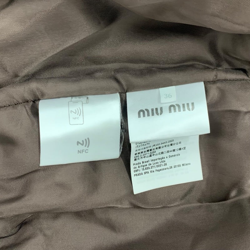 ミュウミュウ MIUMIU アウター バージンウール ダブルベロア ブルゾンジャケット ロゴ ブラウン