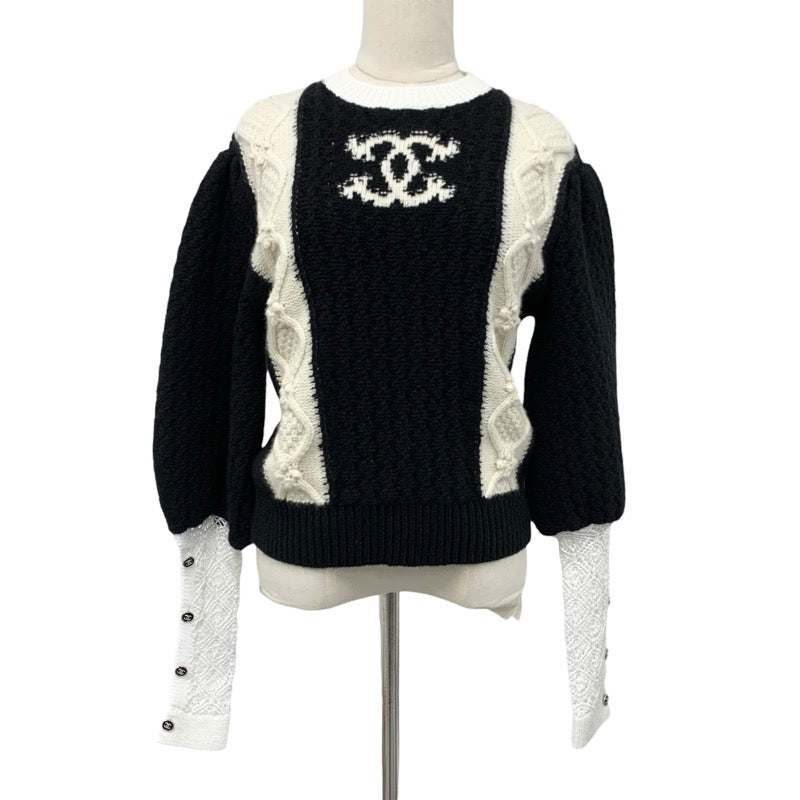シャネル CHANEL トップス ウール ブラック ホワイト ココマーク ニット セーター