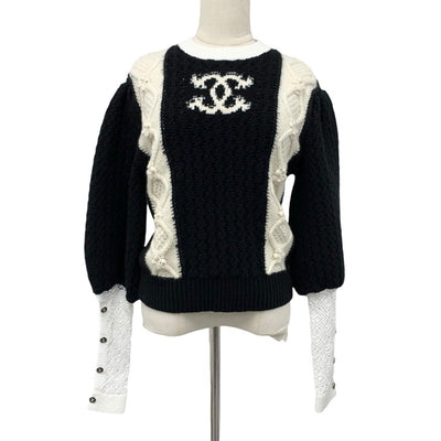 シャネル CHANEL トップス ウール ブラック ホワイト ココマーク ニット セーター