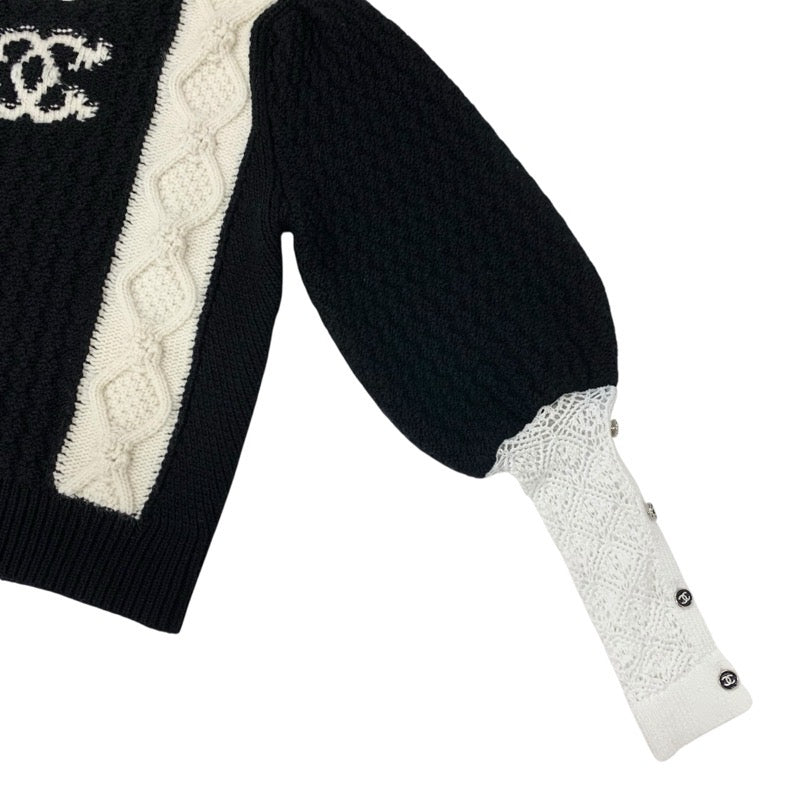 シャネル CHANEL トップス ウール ブラック ホワイト ココマーク ニット セーター