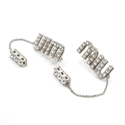 ミュウミュウ MIUMIU ピアス イヤリング シルバー ロゴ ラインストーン