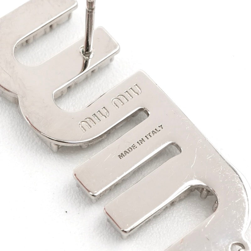 ミュウミュウ MIUMIU ピアス イヤリング シルバー ロゴ ラインストーン