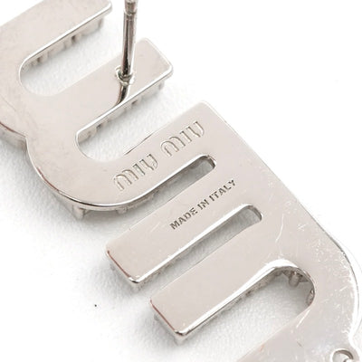 ミュウミュウ MIUMIU ピアス イヤリング シルバー ロゴ ラインストーン