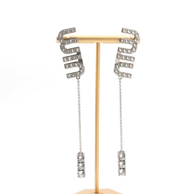 ミュウミュウ MIUMIU ピアス イヤリング シルバー ロゴ ラインストーン