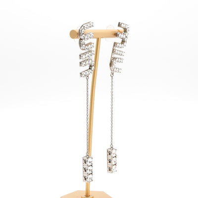 ミュウミュウ MIUMIU ピアス イヤリング シルバー ロゴ ラインストーン