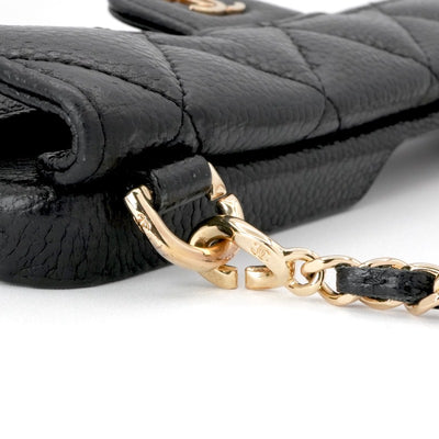 シャネル CHANEL 携帯・スマホアクセサリー ブラック ゴールド ココマーク マトラッセ iPhone14pro iPhoneケース チェーン