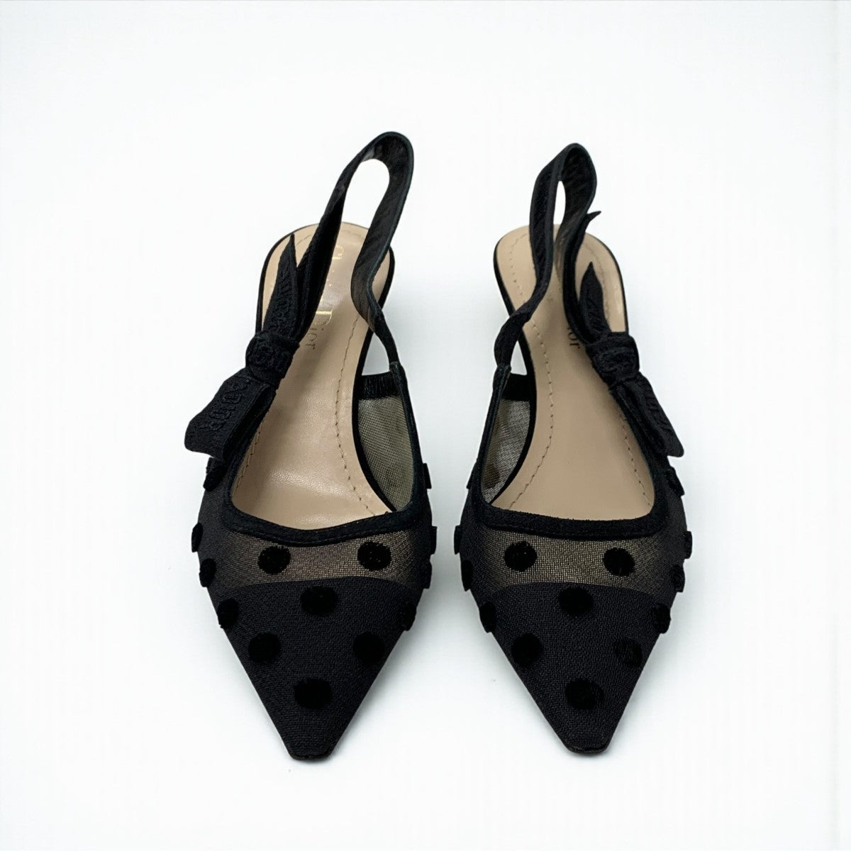 クリスチャンディオール CHRISTIAN DIOR J'ADIOR パンプス 靴 シューズ メッシュ ファブリック スエード ブラック ドット スリングバック