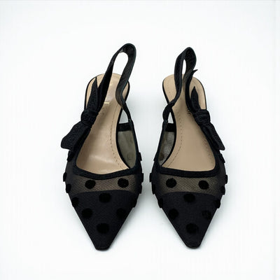 クリスチャンディオール CHRISTIAN DIOR J'ADIOR パンプス 靴 シューズ メッシュ ファブリック スエード ブラック ドット スリングバック
