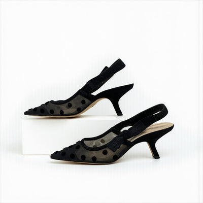 クリスチャンディオール CHRISTIAN DIOR J'ADIOR パンプス 靴 シューズ メッシュ ファブリック スエード ブラック ドット スリングバック