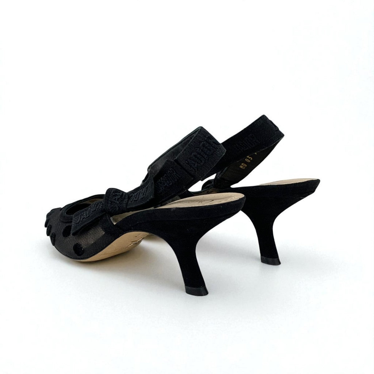 クリスチャンディオール CHRISTIAN DIOR J'ADIOR パンプス 靴 シューズ メッシュ ファブリック スエード ブラック ドット スリングバック