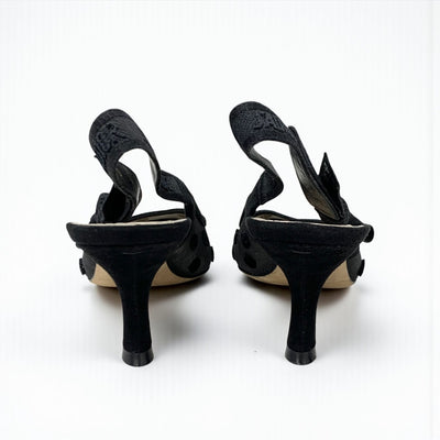 クリスチャンディオール CHRISTIAN DIOR J'ADIOR パンプス 靴 シューズ メッシュ ファブリック スエード ブラック ドット スリングバック