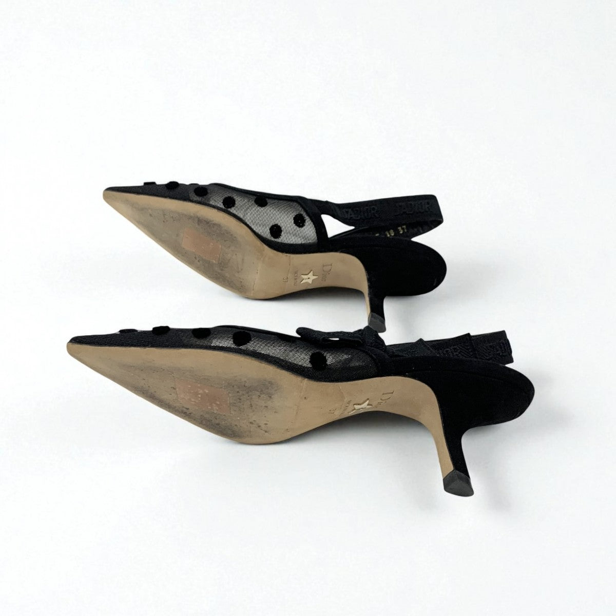クリスチャンディオール CHRISTIAN DIOR J'ADIOR パンプス 靴 シューズ メッシュ ファブリック スエード ブラック ドット スリングバック
