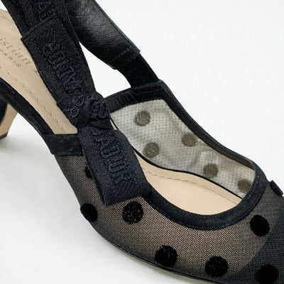 クリスチャンディオール CHRISTIAN DIOR J'ADIOR パンプス 靴 シューズ メッシュ ファブリック スエード ブラック ドット スリングバック