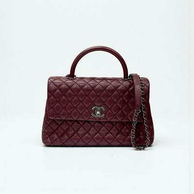 シャネル CHANEL バッグ ショルダーバッグ キャビアスキン ボルドー シルバー マトラッセ ココハンドル ガンメタリック ターンロック ハンドバッグ