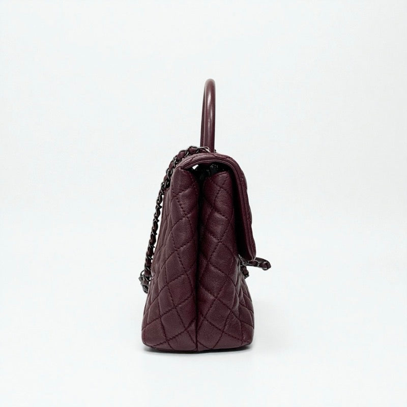 シャネル CHANEL バッグ ショルダーバッグ キャビアスキン ボルドー シルバー マトラッセ ココハンドル ガンメタリック ターンロック ハンドバッグ