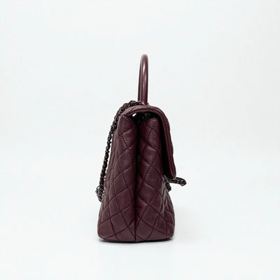 シャネル CHANEL バッグ ショルダーバッグ キャビアスキン ボルドー シルバー マトラッセ ココハンドル ガンメタリック ターンロック ハンドバッグ