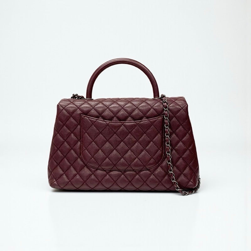 シャネル CHANEL バッグ ショルダーバッグ キャビアスキン ボルドー シルバー マトラッセ ココハンドル ガンメタリック ターンロック ハンドバッグ