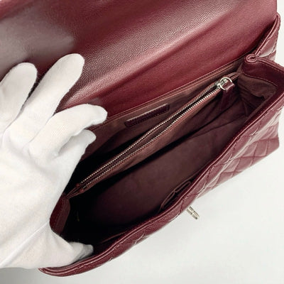 シャネル CHANEL バッグ ショルダーバッグ キャビアスキン ボルドー シルバー マトラッセ ココハンドル ガンメタリック ターンロック ハンドバッグ