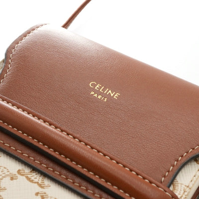 セリーヌ CELINE 携帯・スマホアクセサリー レザー ホワイト ブラウン トリオンフ ロゴ フォンケース モバイルポーチ ポシェット