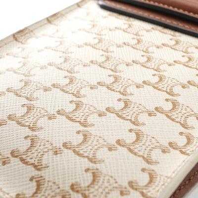 セリーヌ CELINE 携帯・スマホアクセサリー レザー ホワイト ブラウン トリオンフ ロゴ フォンケース モバイルポーチ ポシェット