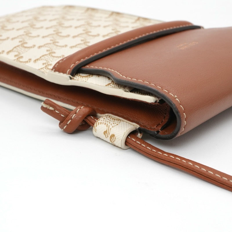 セリーヌ CELINE 携帯・スマホアクセサリー レザー ホワイト ブラウン トリオンフ ロゴ フォンケース モバイルポーチ ポシェット