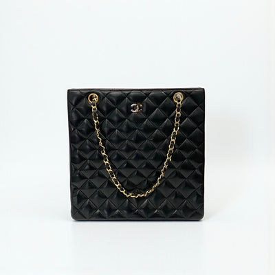 シャネル CHANEL バッグ トートバッグ ラムスキン ブラック ゴールド シルバー マトラッセ ココマーク チェーン