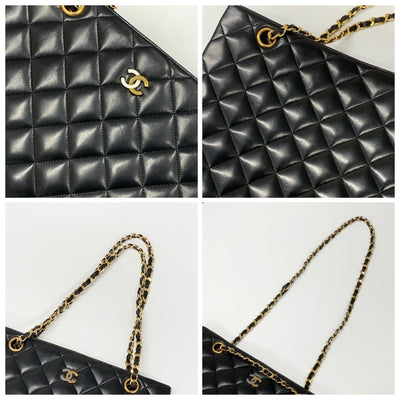 シャネル CHANEL バッグ トートバッグ ラムスキン ブラック ゴールド シルバー マトラッセ ココマーク チェーン