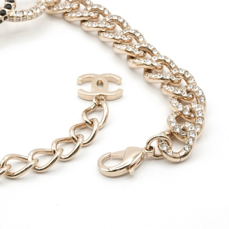シャネル CHANEL ネックレス ペンダント チョーカー ゴールド ココマーク ラインストーン