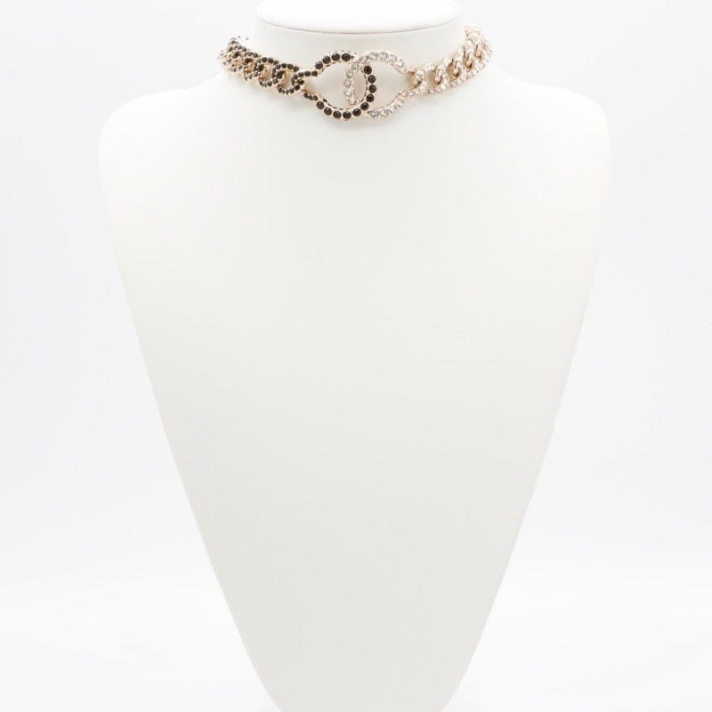 シャネル CHANEL ネックレス ペンダント チョーカー ゴールド ココマーク ラインストーン