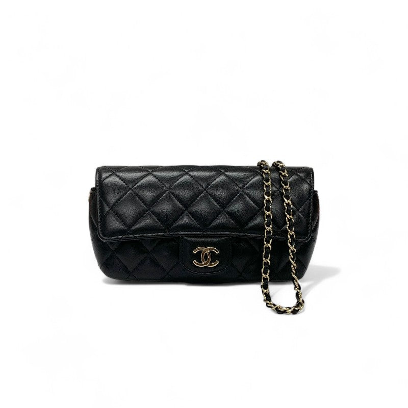 シャネル CHANEL バッグ ショルダーバッグ ラムスキン ブラック ゴールド ココマーク マトラッセ メガネケース チェーン