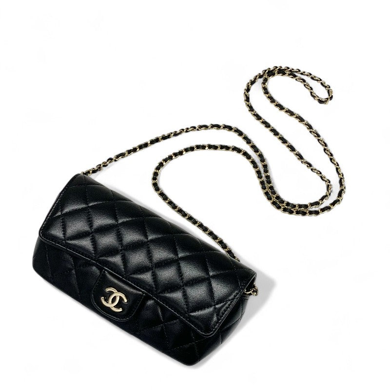 シャネル CHANEL バッグ ショルダーバッグ ラムスキン ブラック ゴールド ココマーク マトラッセ メガネケース チェーン