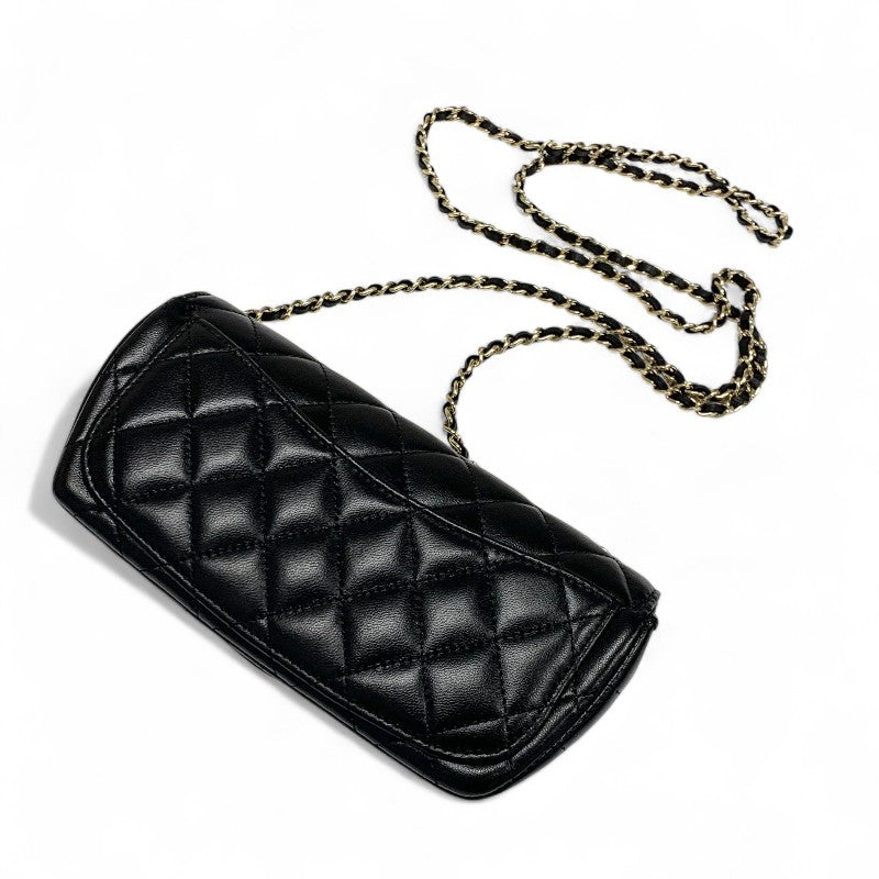 シャネル CHANEL バッグ ショルダーバッグ ラムスキン ブラック ゴールド ココマーク マトラッセ メガネケース チェーン
