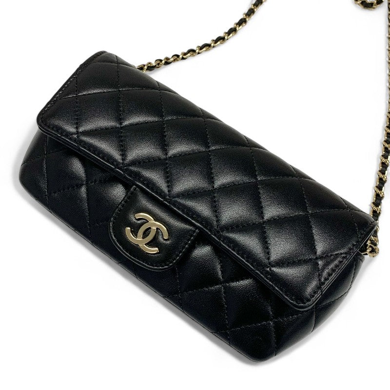 シャネル CHANEL バッグ ショルダーバッグ ラムスキン ブラック ゴールド ココマーク マトラッセ メガネケース チェーン