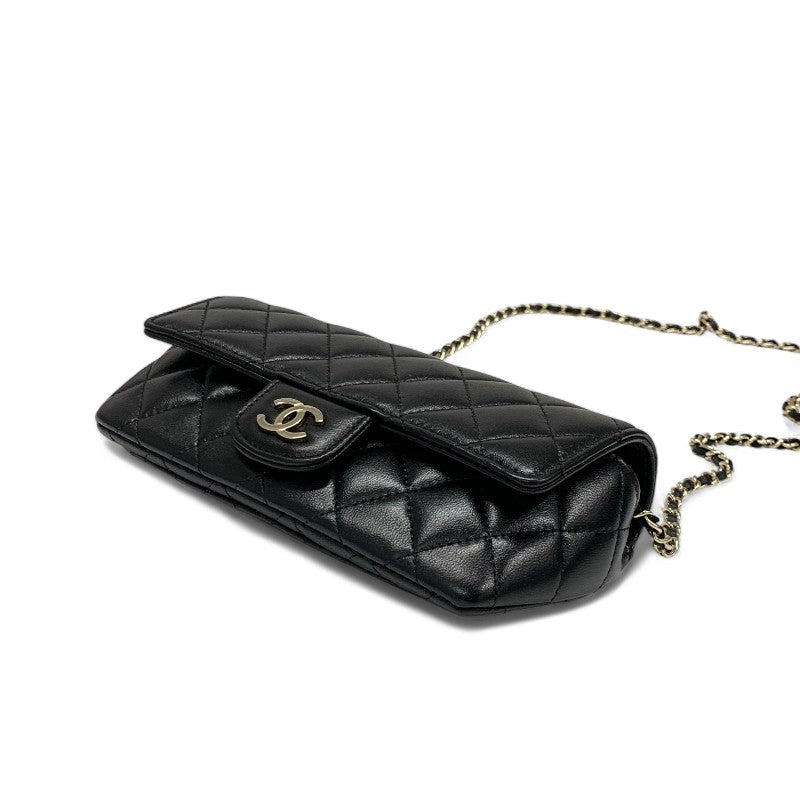 シャネル CHANEL バッグ ショルダーバッグ ラムスキン ブラック ゴールド ココマーク マトラッセ メガネケース チェーン