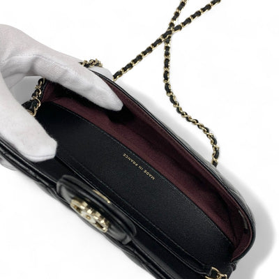 シャネル CHANEL バッグ ショルダーバッグ ラムスキン ブラック ゴールド ココマーク マトラッセ メガネケース チェーン