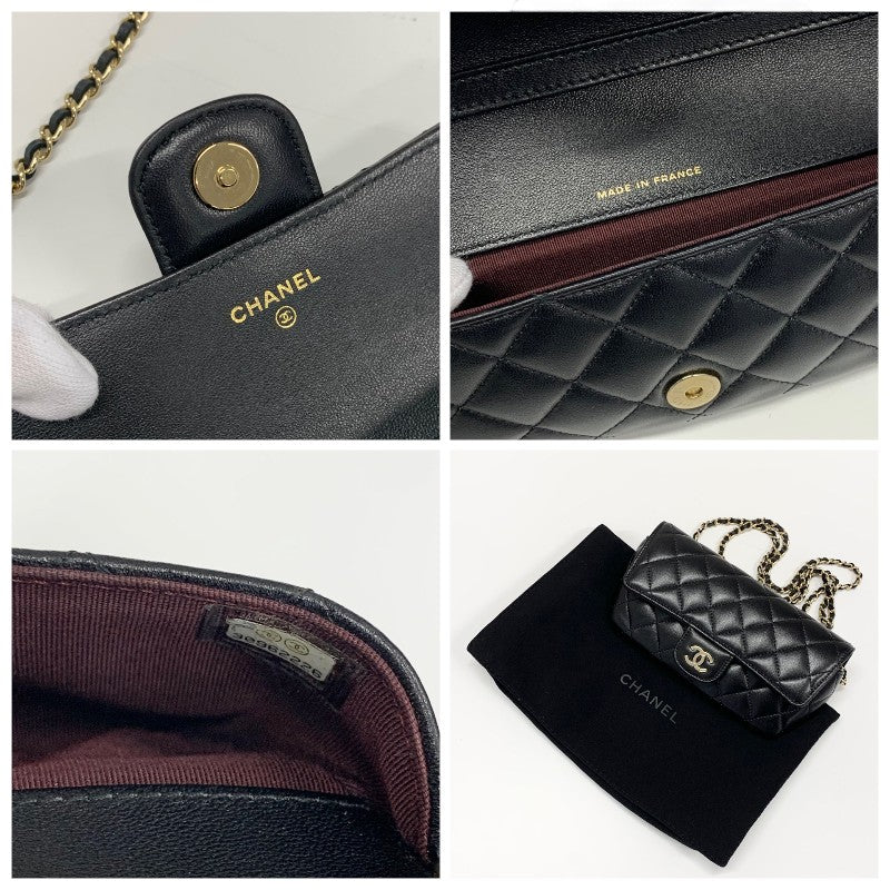 シャネル CHANEL バッグ ショルダーバッグ ラムスキン ブラック ゴールド ココマーク マトラッセ メガネケース チェーン