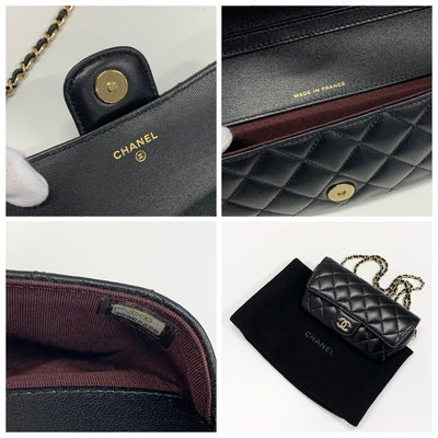 シャネル CHANEL バッグ ショルダーバッグ ラムスキン ブラック ゴールド ココマーク マトラッセ メガネケース チェーン