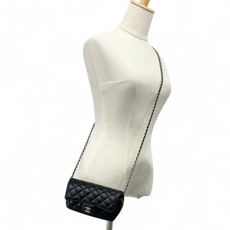 シャネル CHANEL バッグ ショルダーバッグ ラムスキン ブラック ゴールド ココマーク マトラッセ メガネケース チェーン