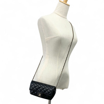 シャネル CHANEL バッグ ショルダーバッグ ラムスキン ブラック ゴールド ココマーク マトラッセ メガネケース チェーン