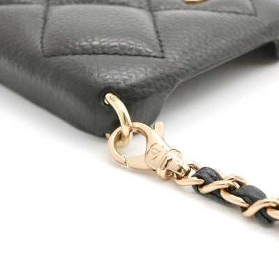 シャネル CHANEL 携帯・スマホアクセサリー ブラック ゴールド ココマーク マトラッセ iPhone15proMAX iPhoneケース チェーン パール