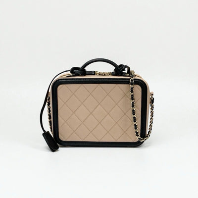 シャネル CHANEL バッグ ショルダーバッグ キャビアスキン ベージュ ブラック ゴールド ココマーク CCフィリグリー バニティ 2way チェーン