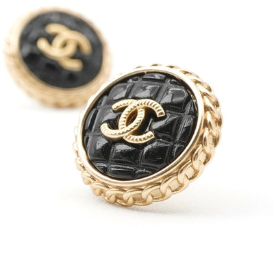 シャネル CHANEL ピアス イヤリング ゴールド ブラック ココマーク マトラッセ ラウンド