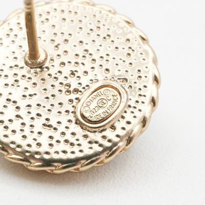 シャネル CHANEL ピアス イヤリング ゴールド ブラック ココマーク マトラッセ ラウンド