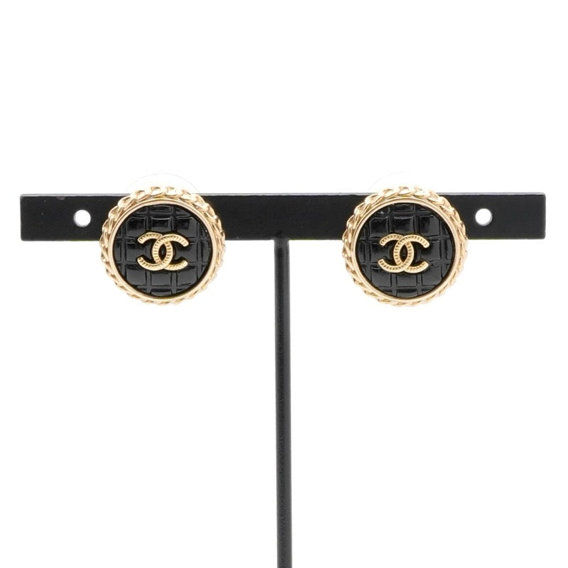 シャネル CHANEL ピアス イヤリング ゴールド ブラック ココマーク マトラッセ ラウンド